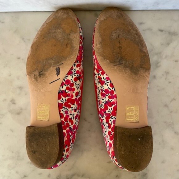 J. CREW Liberty of London Gemma Floral Ballet Flats Sz 6 Red Berry White Pink - Picture 14 of 16